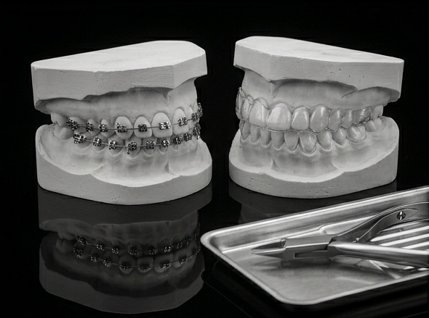 Orthodontic study models — metal braces and clear aligners